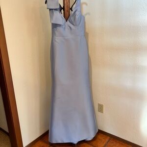 NWT Alfred Sung Women's Deep V-back Satin Trumpet Dress